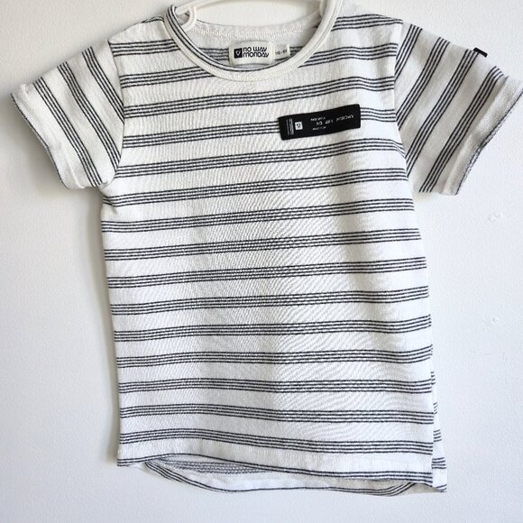 No Way Monday Boys/Unisex Set - Striped Tee & Zip Jogger Shorts | Euro Size 110 - Picture 1 of 14